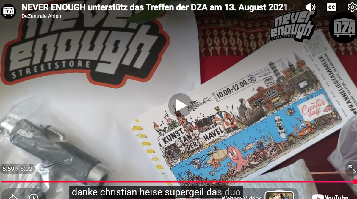 NEVER ENOUGH unterstütze die DZA am 13. August 2021.