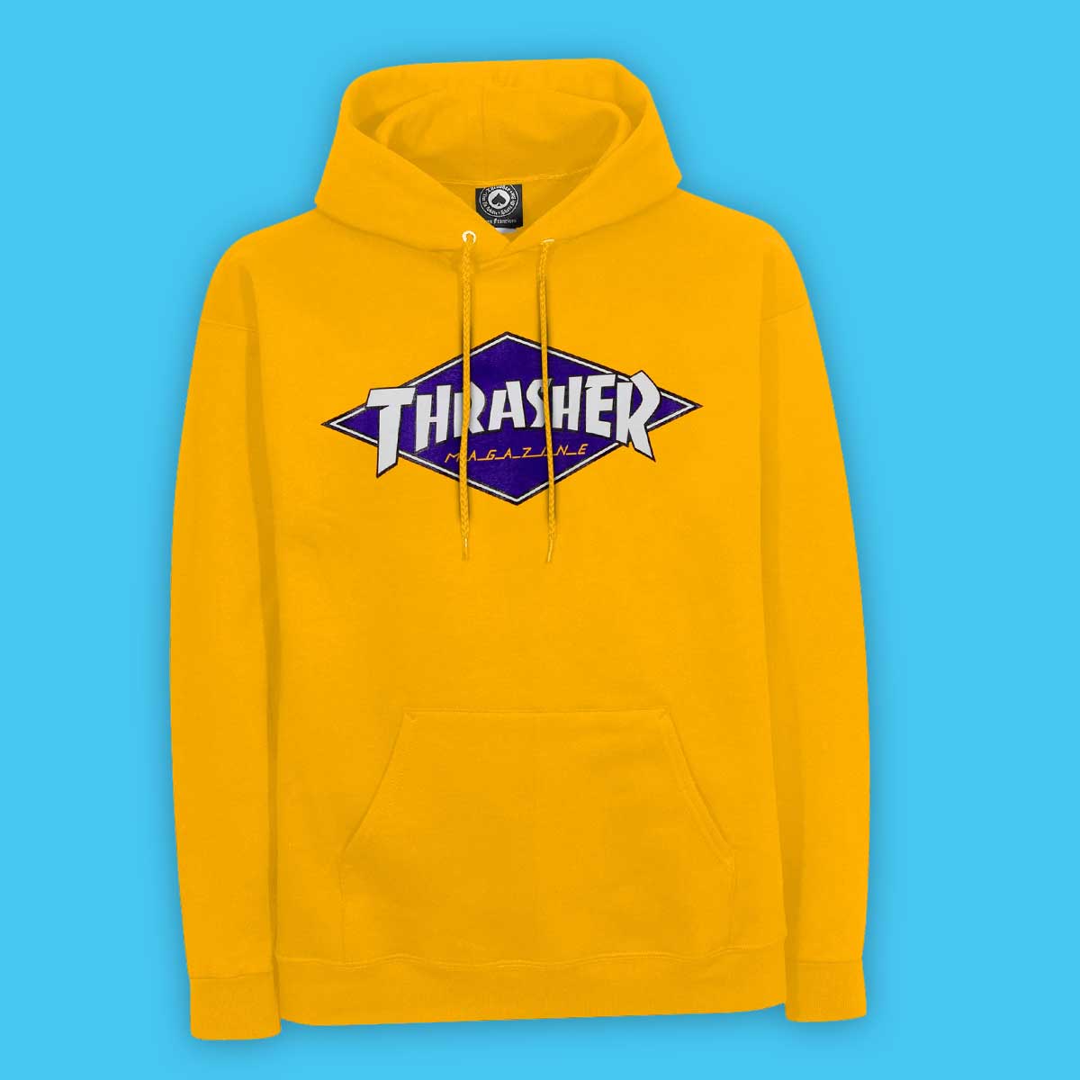 Thrasher Diamond Logo Hoodie – Senfgelb (Größe S)