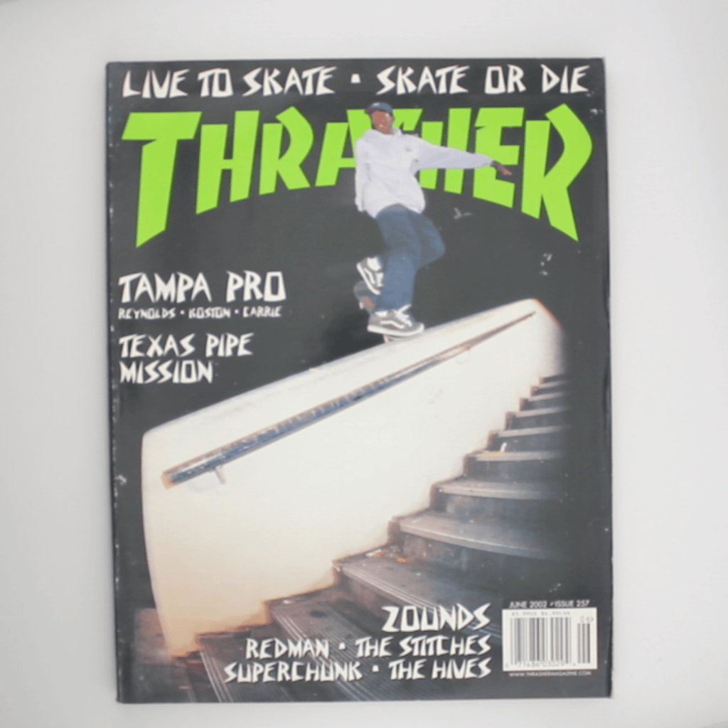 Thrasher Magazine (Juni 2002, Issue 257) – Tampa Pro & Texas Pipe Mission - OiROPE Bucky Lasek THRASHER