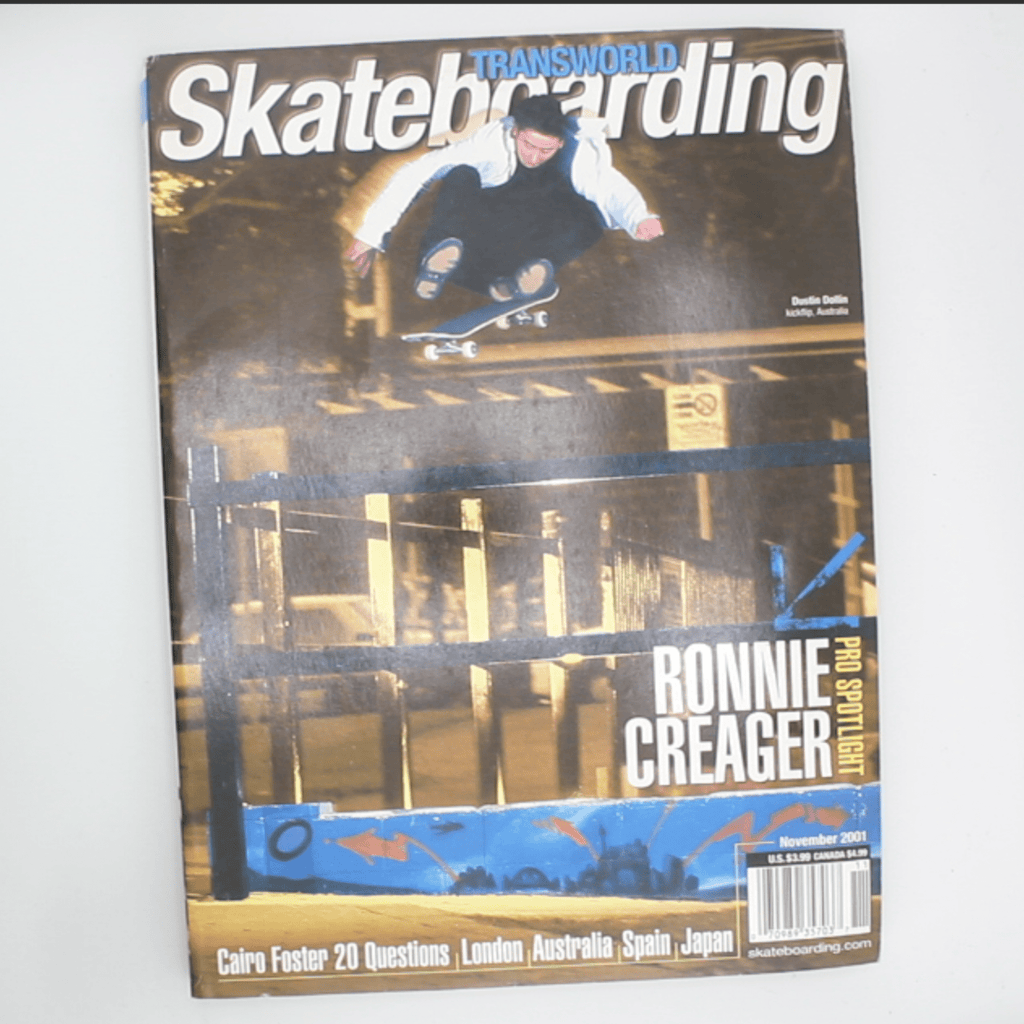 Transworld Skateboarding (November 2001) – Ronnie Creager Pro Spotlight - OiROPE Dustin Dollin Transworld